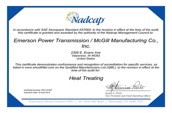 MCGILL-航空航天认证Emerson-McGill-Nadcap-Heat-Treat